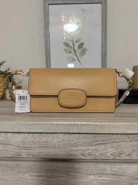 Coach Tan Leather Shoulder Bag with Gold Hardware